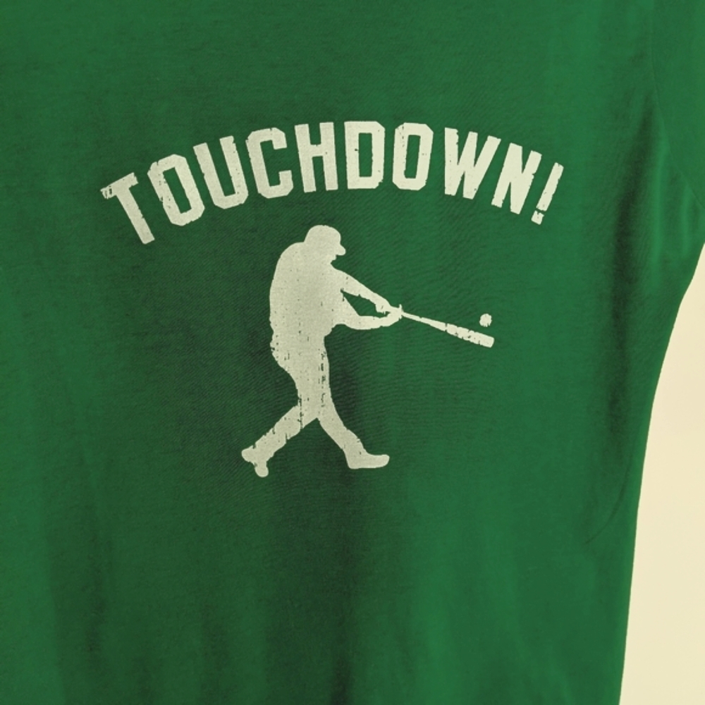 TOUCHDOWN! Tulex Baseball Funny Women's M T-shirt green